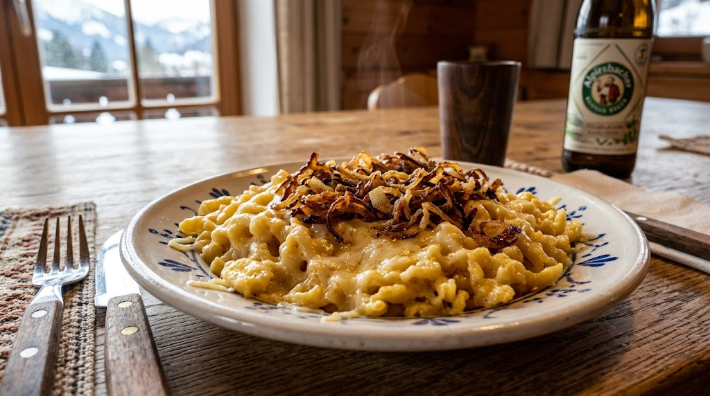 Käßpätzle mit Röschtzwiebla